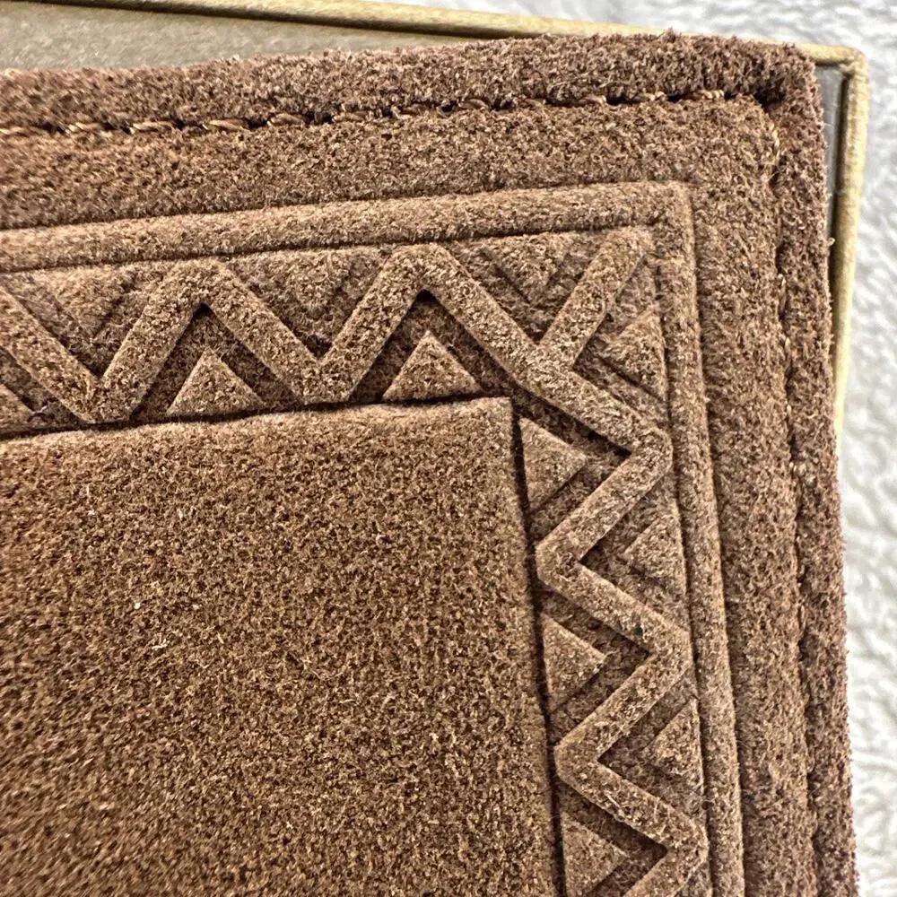Justin Men's Wallet Bifold Brown Suede Leather Roughout RFID‎ Western Aztec NEW